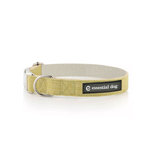 Essential Dog organic hemp and cotton dog collar in grass green, showcasing a comfortable, eco-friendly pet accessory.