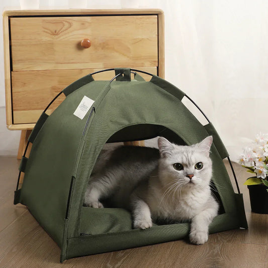 NNEOBA Cozy Pet Tent Bed with soft fabric and enclosed design for comfortable indoor relaxation for small pets.