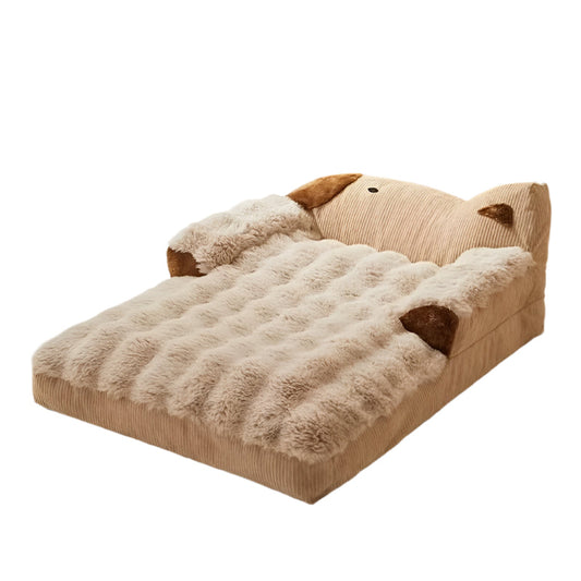Soft indoor pet bed by NNETM featuring a cozy, cushioned couch design for dogs and cats to relax comfortably.