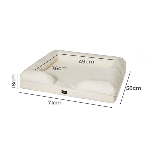 IDropship PaWz Memory Foam Pet Sofa Bed for cats and dogs, showing plush cushioned surface with supportive backrest.