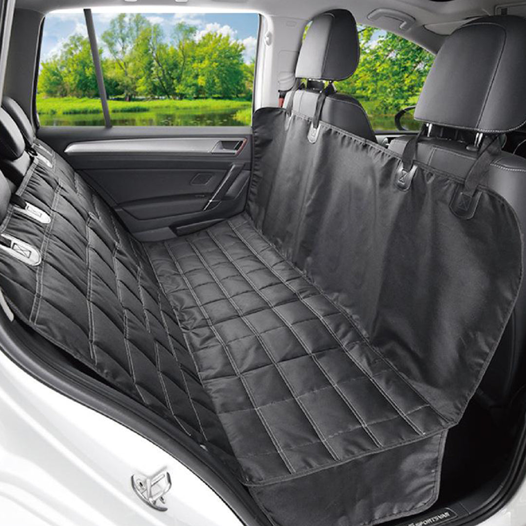 SOGA luxury waterproof car trunk pet mat with non-slip surface, cargo liner, and seat cover for pet travel protection.