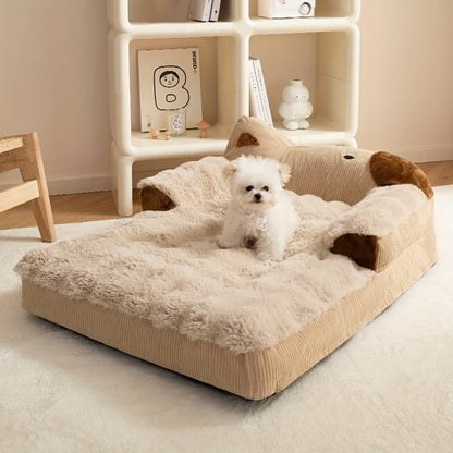 NNETM soft indoor pet couch for dogs and cats, cozy pet bed with plush fabric and cushioned design for comfortable rest.