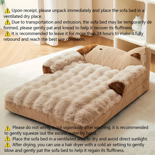 Soft NNETM indoor pet couch bed for dogs and cats, featuring plush fabric and cozy design for comfortable pet lounging.
