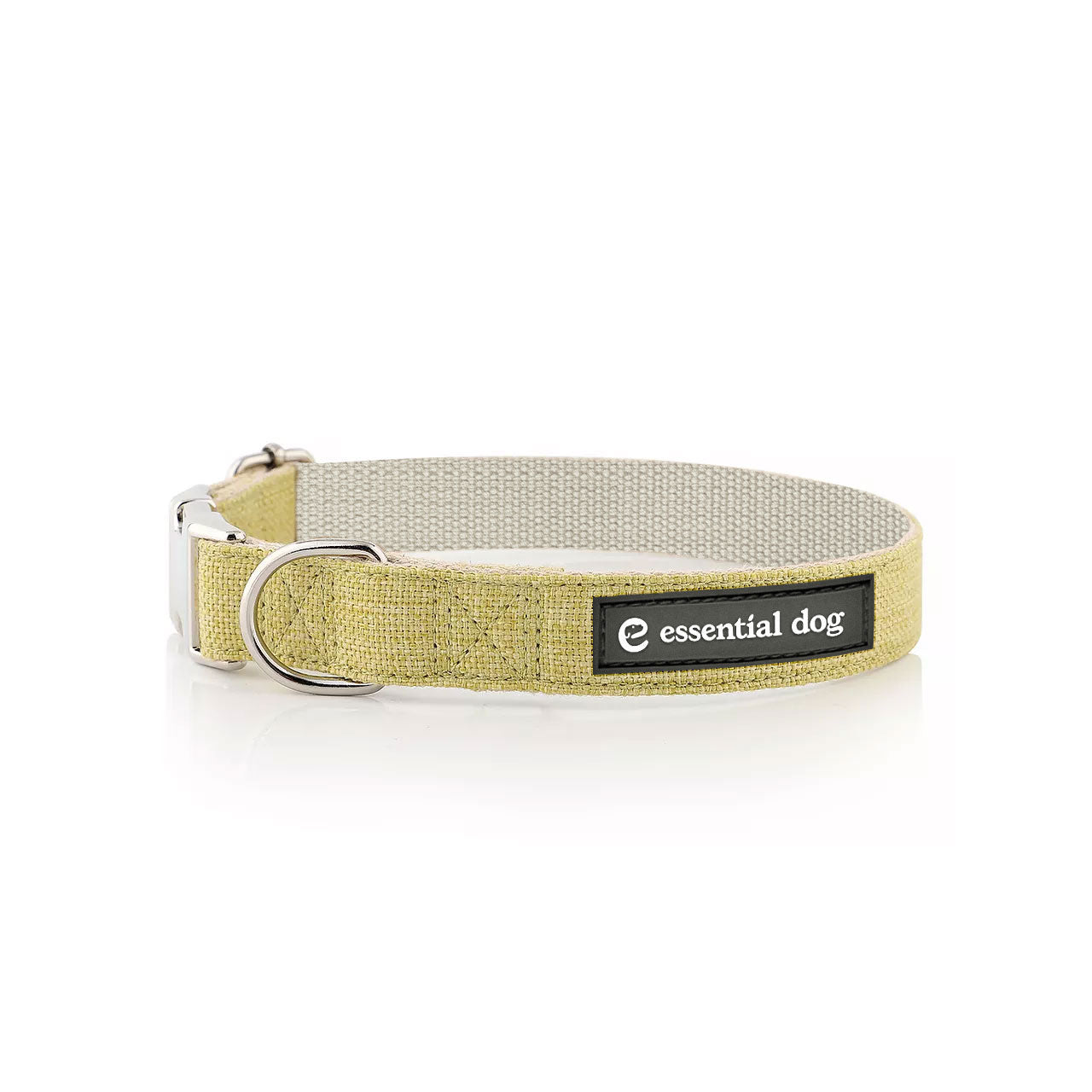 Essential Dog organic hemp and cotton dog collar in grass green, showcasing a comfortable, eco-friendly pet accessory.