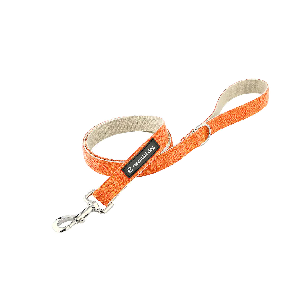 Orange hemp and cotton dog lead by Essential Dog, featuring a durable, eco-friendly leash in a vibrant orange burst color.