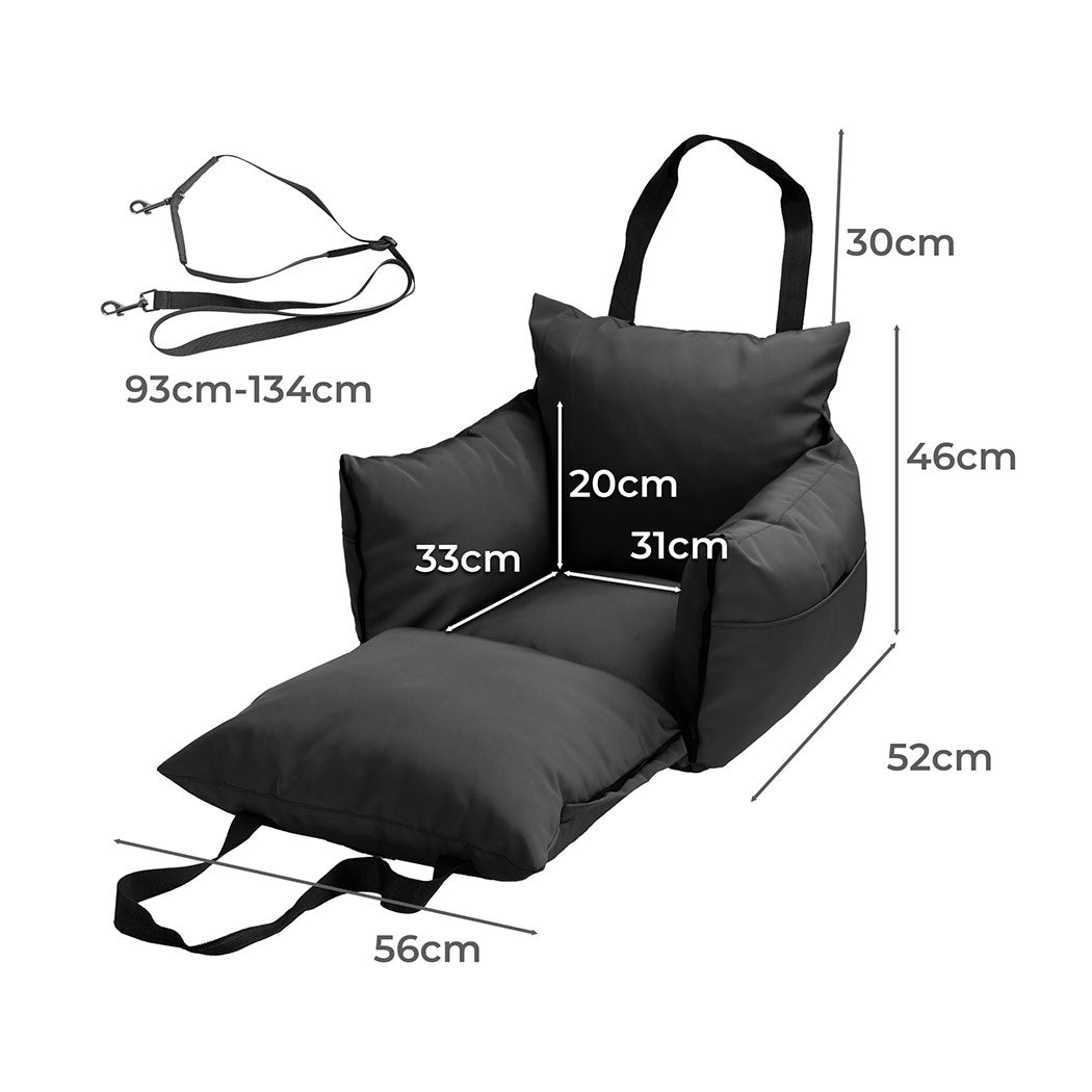 Black PaWz dog car seat booster belt by IDropship, designed for secure travel in vehicles for dogs and cats.
