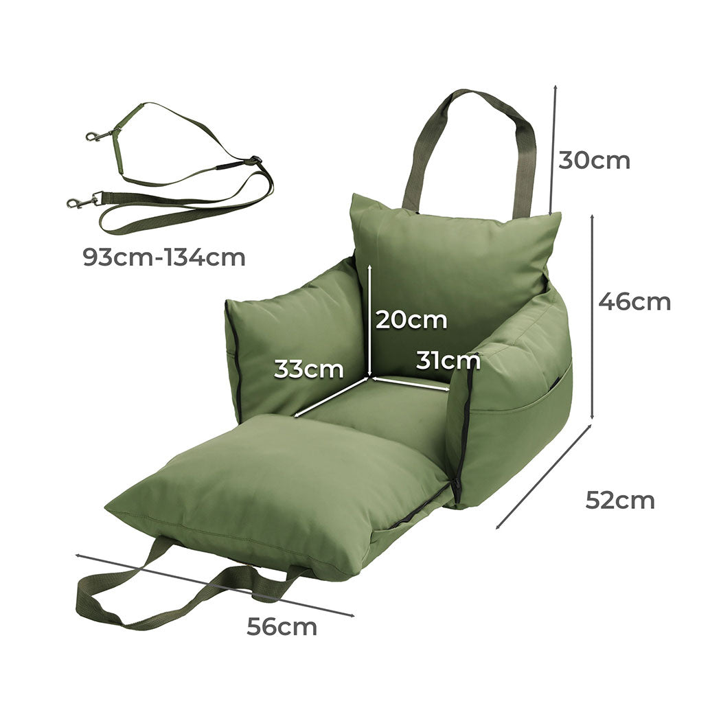 Green PaWz Dog Car Seat Booster Belt from IDropship, designed for secure travel with pets in cars.
