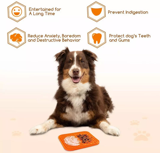 PAWSOME PETS Lick Mat for Dogs, a slow feeder and enrichment toy with a Popit design for bath time and mental stimulation.