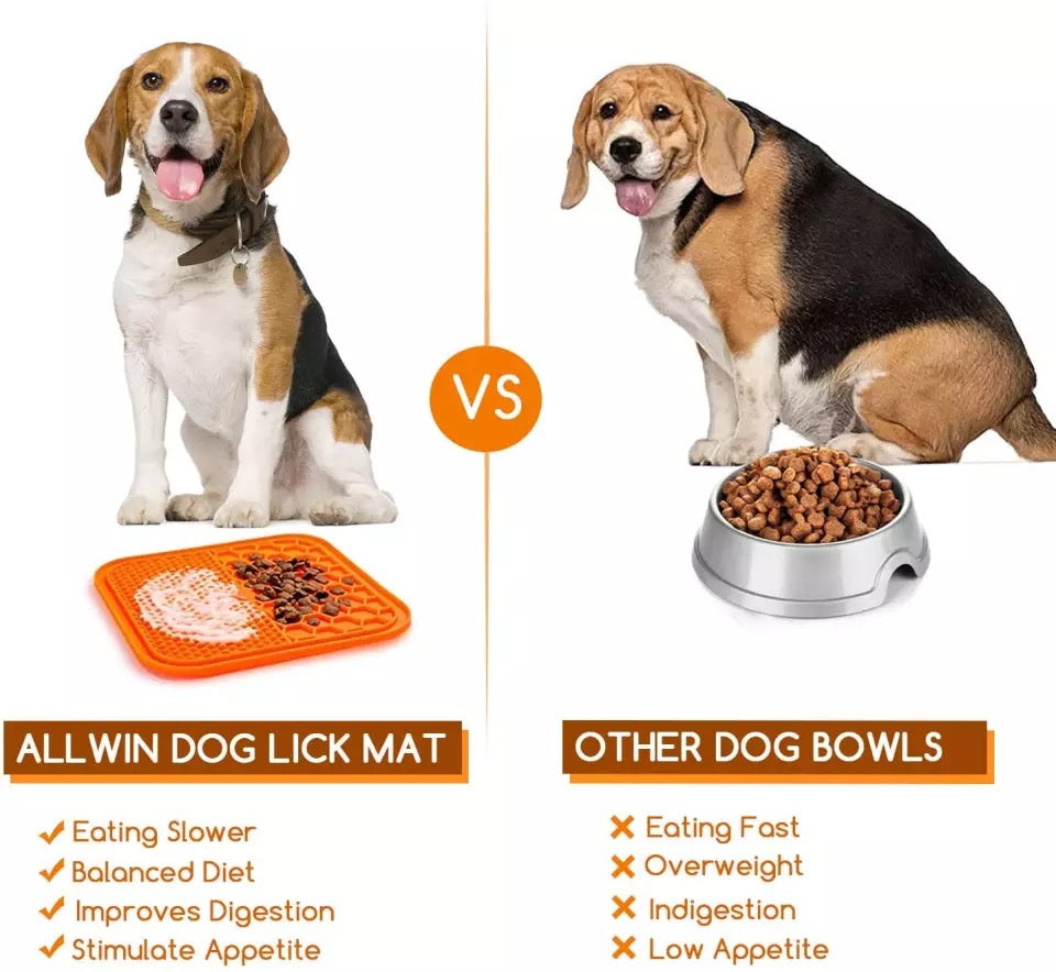 PAWSOME PETS Lick Mat for Dogs, a popit toy used for slow feeding, enrichment, and bath time, with textured surface for dog engagement.