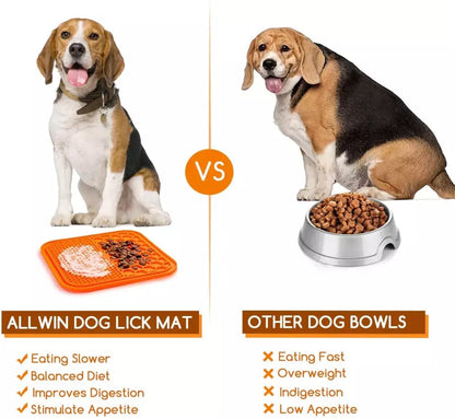 PAWSOME PETS Lick Mat for Dogs, a popit toy used for slow feeding, enrichment, and bath time, with textured surface for dog engagement.
