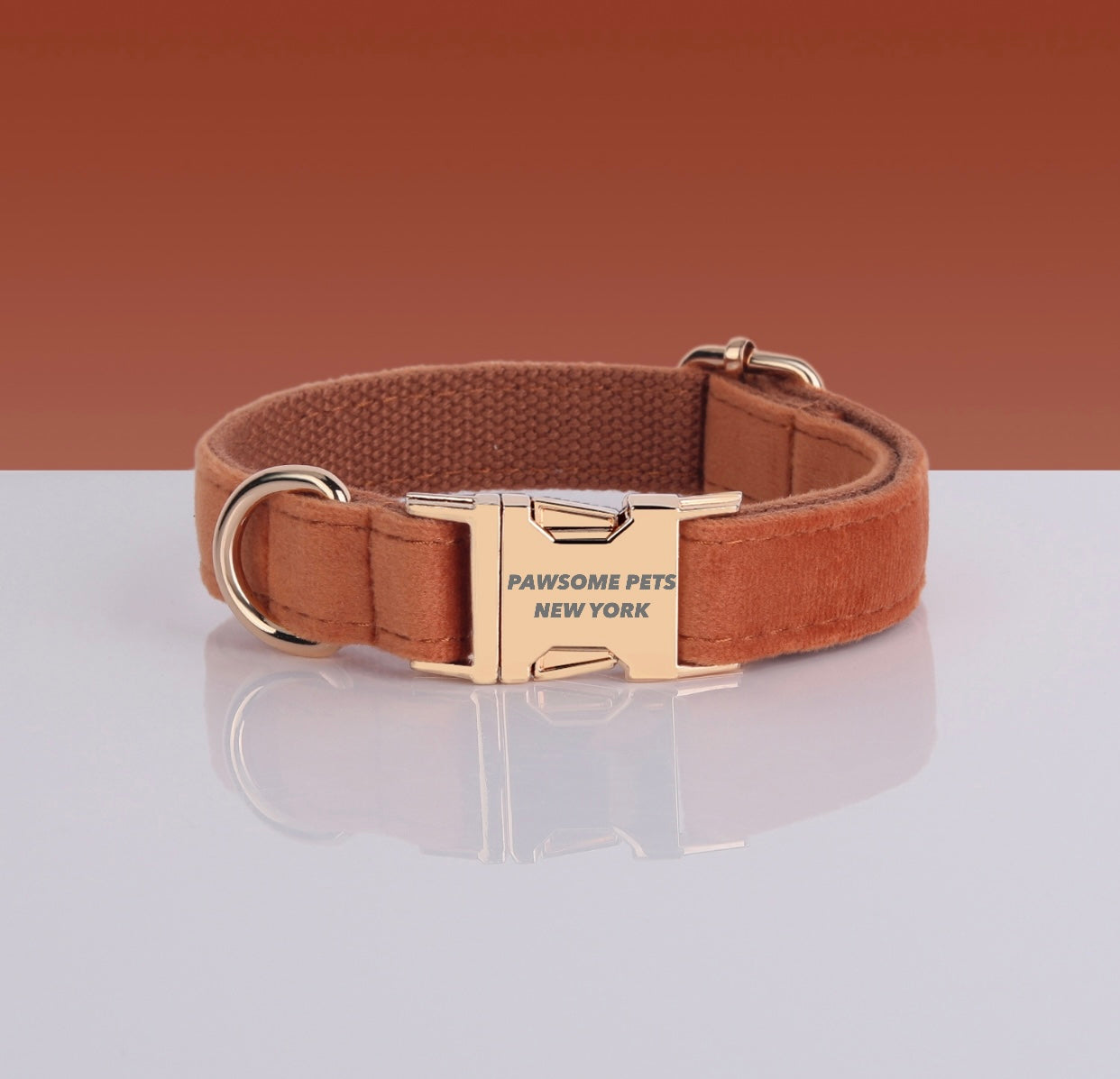 Brown dog and cat collar from Pawsome Pets Pets Collars collection, adjustable with a secure buckle, on a white background.
