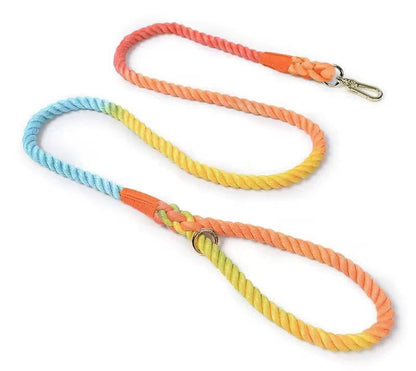 Vintage dog rope leash by PAWSOME PETS featuring durable woven design and sturdy metal clip for secure walking.
