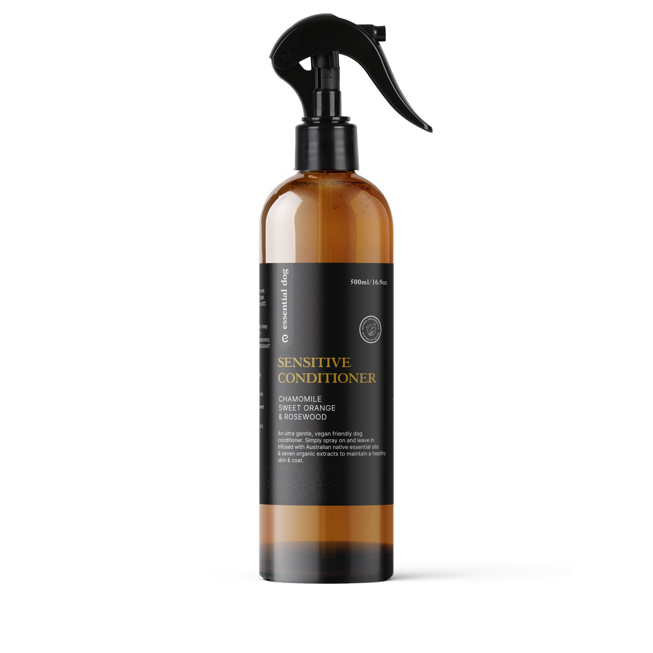Essential Dog sensitive dog conditioner wash with chamomile, sweet orange, and rosewood for gentle pet grooming.