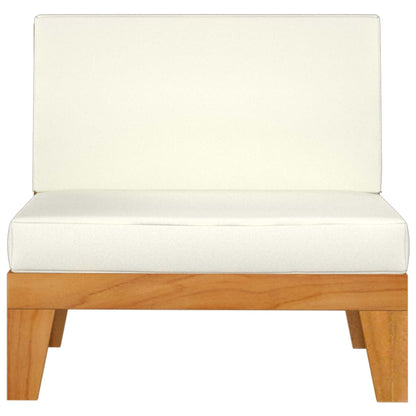 NNEVL outdoor sectional sofa with cream white cushions and solid acacia wood frame, showing a modern, comfortable seating arrangement.