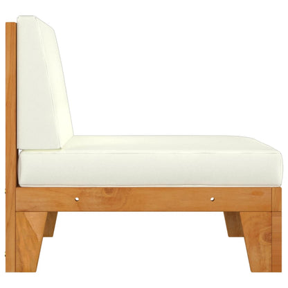 NNEVL outdoor sectional sofa with cream white cushions and solid acacia wood frame, featuring a middle sofa unit for outdoor lounging.