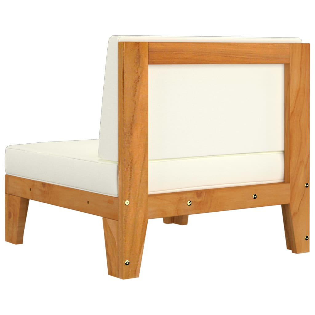 NNEVL outdoor sectional sofa with cream white cushions and solid acacia wood frame, featuring a middle sofa unit for outdoor lounging.
