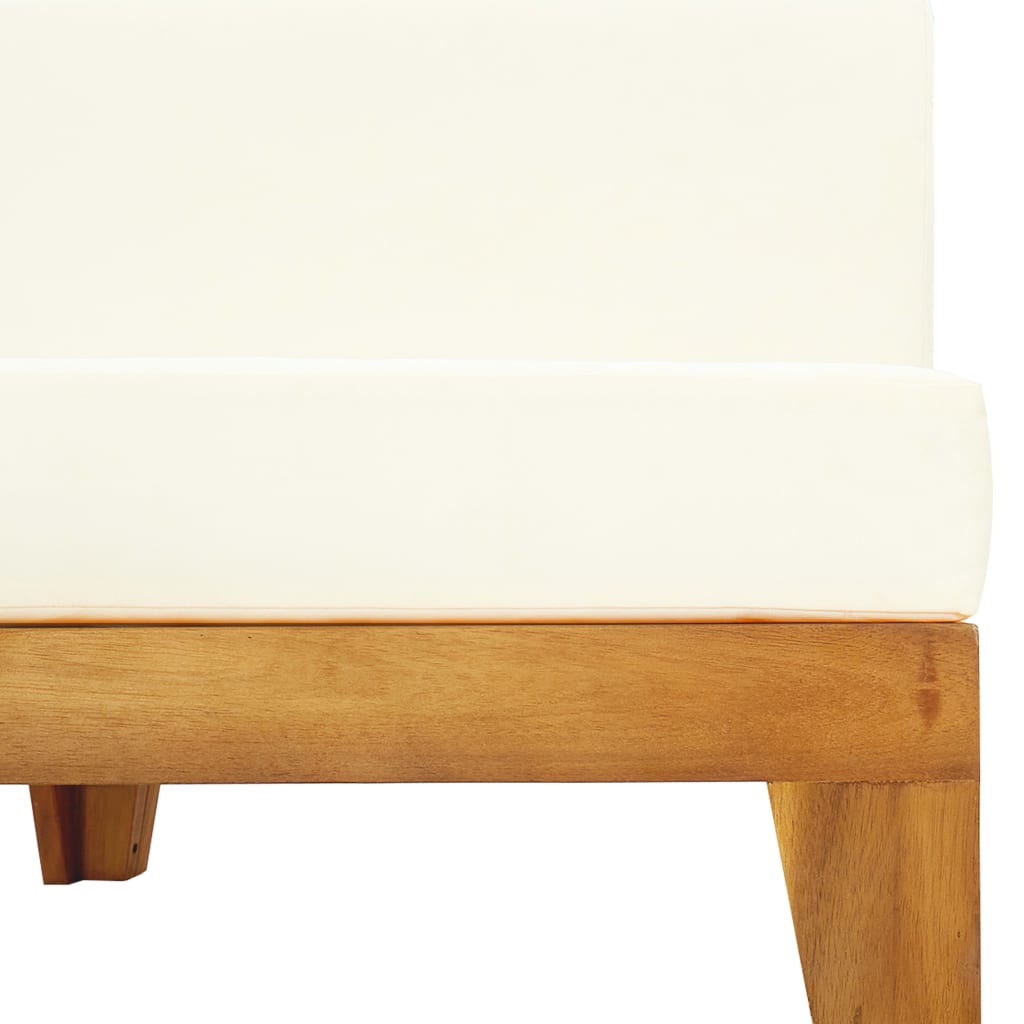 NNEVL outdoor sectional sofa with cream white cushions and solid acacia wood frame, featuring a modern middle sofa unit.