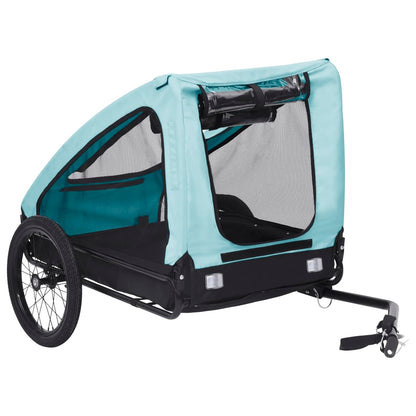 NNEVL pet trailer in blue and black, designed as a pet pushchair with a sturdy frame and mesh sides for ventilation.