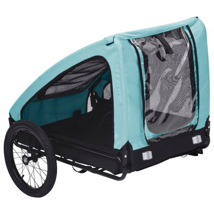 Blue and black NNEVL pet trailer designed as a pet pushchair and stroller, suitable for transporting small pets comfortably.