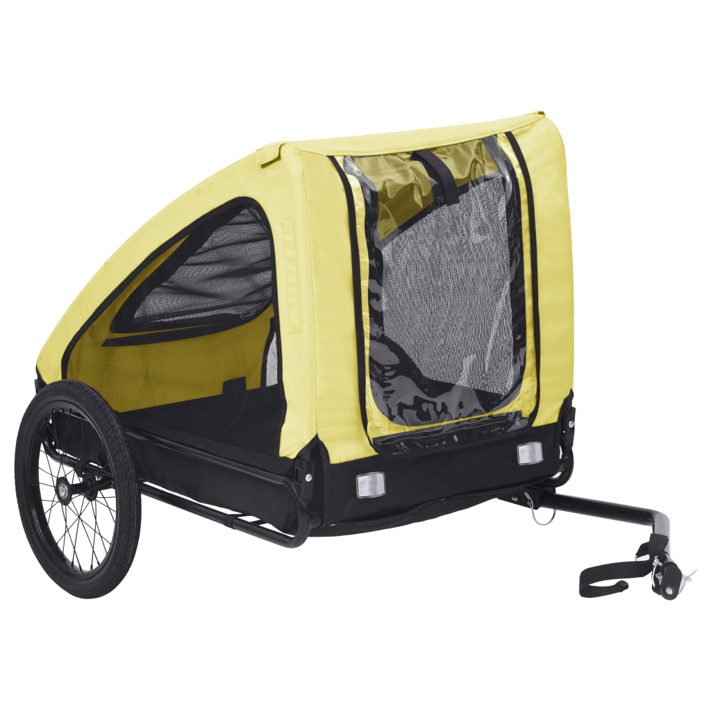 NNEVL pet trailer in yellow and black, designed as a pet pushchair and stroller for comfortable pet transport.