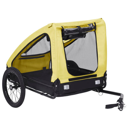 Yellow and black NNEVL pet trailer attached to a stroller, designed for transporting pets comfortably outdoors.