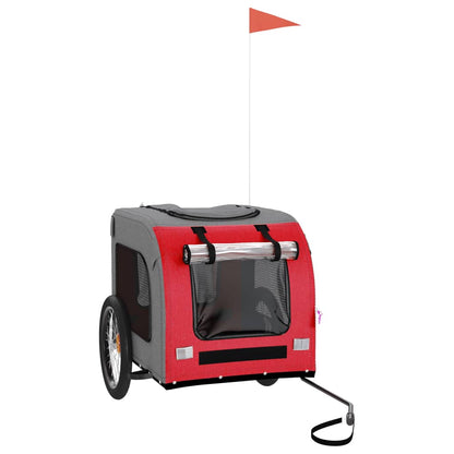 NNEVL pet bike trailer in red and grey Oxford fabric with iron frame, designed for pet pushchairs and strollers.