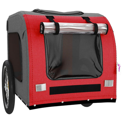 Red and grey NNEVL pet bike trailer with Oxford fabric and iron frame, designed for easy pet transport during bike rides.