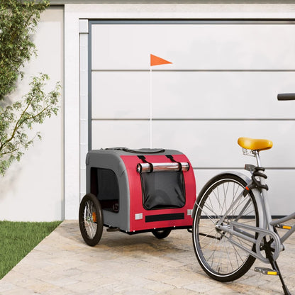 Red and grey NNEVL pet bike trailer with Oxford fabric and iron frame, designed for easy pet transportation and outdoor adventures.