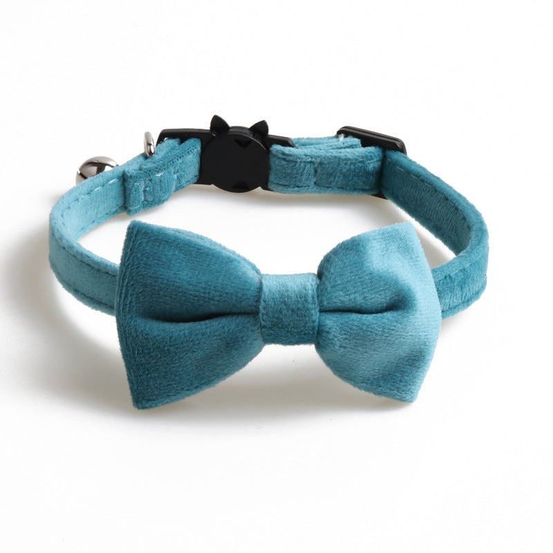 Velvet dog collar with a bowknot detail from Cashymart, stylish pet accessory for small to medium dogs.
