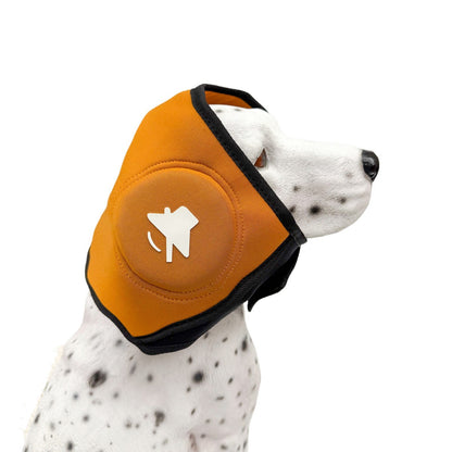 Dog calming hood by Cashymart, soft fabric with adjustable straps designed to soothe anxious dogs during stressful situations.
