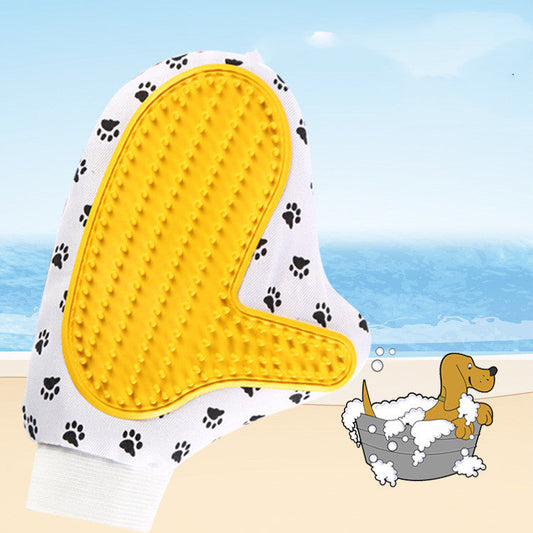 Cashymart gentle silicone pet grooming glove with soft bristles for easy pet hair removal and brushing.