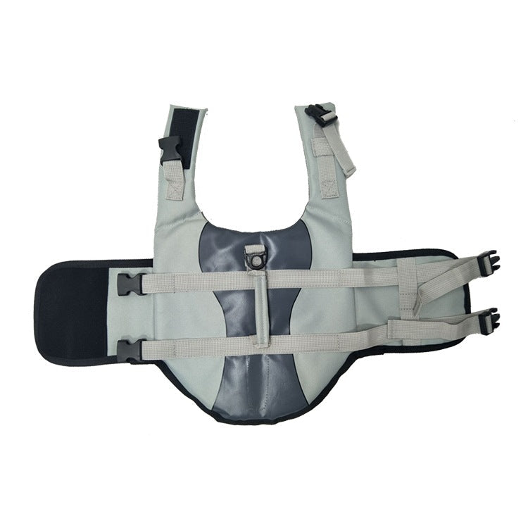 Pet vest life jacket by Cashymart with a collar, featuring adjustable straps and bright safety colors for swimming and boating safety.