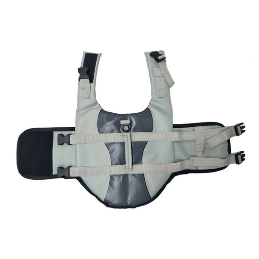 Pet vest life jacket by Cashymart with a collar, featuring adjustable straps and bright safety colors for swimming and boating safety.
