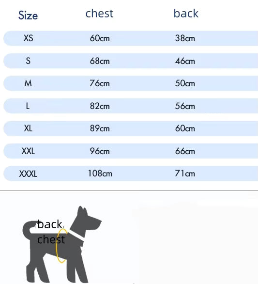 Dog recovery pyjamas from Pawsome Pet Store in various sizes, designed for calming and post-surgery recovery for dogs.