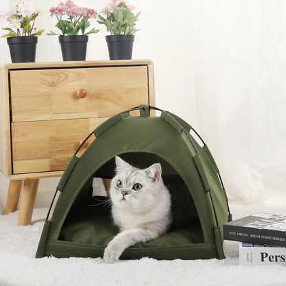 NNEOBA Cozy Pet Tent Bed with soft fabric and enclosed design, perfect for small pets to rest comfortably inside.