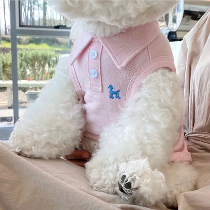 Summer dog polo shirt for small dogs by Cashymart, featuring a lightweight, breathable fabric and classic polo collar.