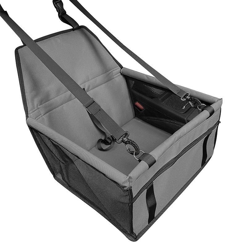 NNEDSZ dark gray portable pet car seat for dogs and cats with adjustable cover and safety belt for secure travel.