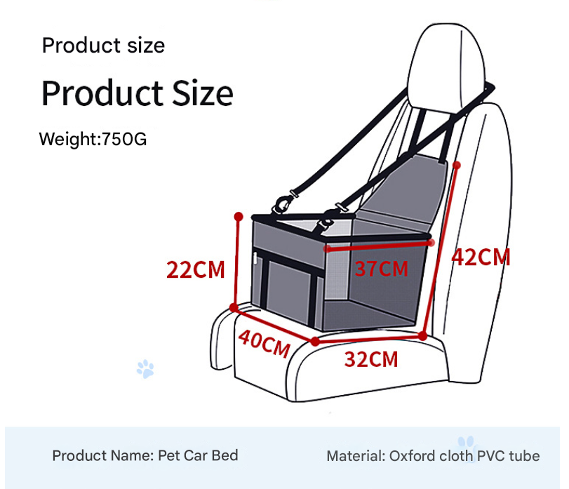 Dark gray NNEDSZ portable pet car seat for dogs and cats with safety belt and adjustable cover for secure travel.
