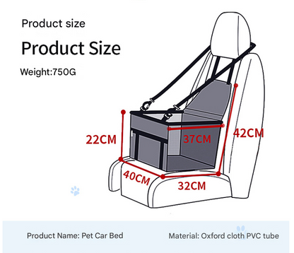 Dark gray NNEDSZ portable pet car seat for dogs and cats with safety belt and adjustable cover for secure travel.