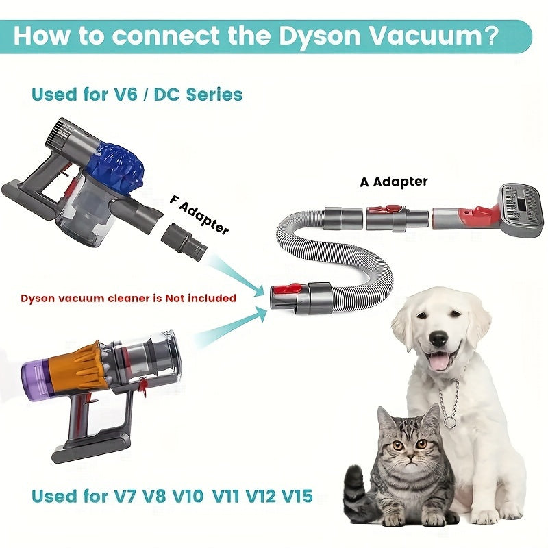 TM Pet Vacuum Attachment Kit for V7–V15 vacuum cleaners, includes brush and crevice tools for pet hair removal.