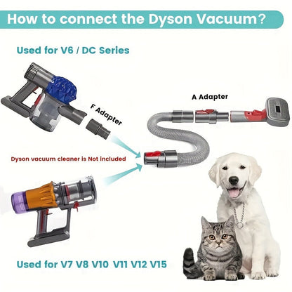 TM Pet Vacuum Attachment Kit for V7–V15 vacuum cleaners, includes brush and crevice tools for pet hair removal.