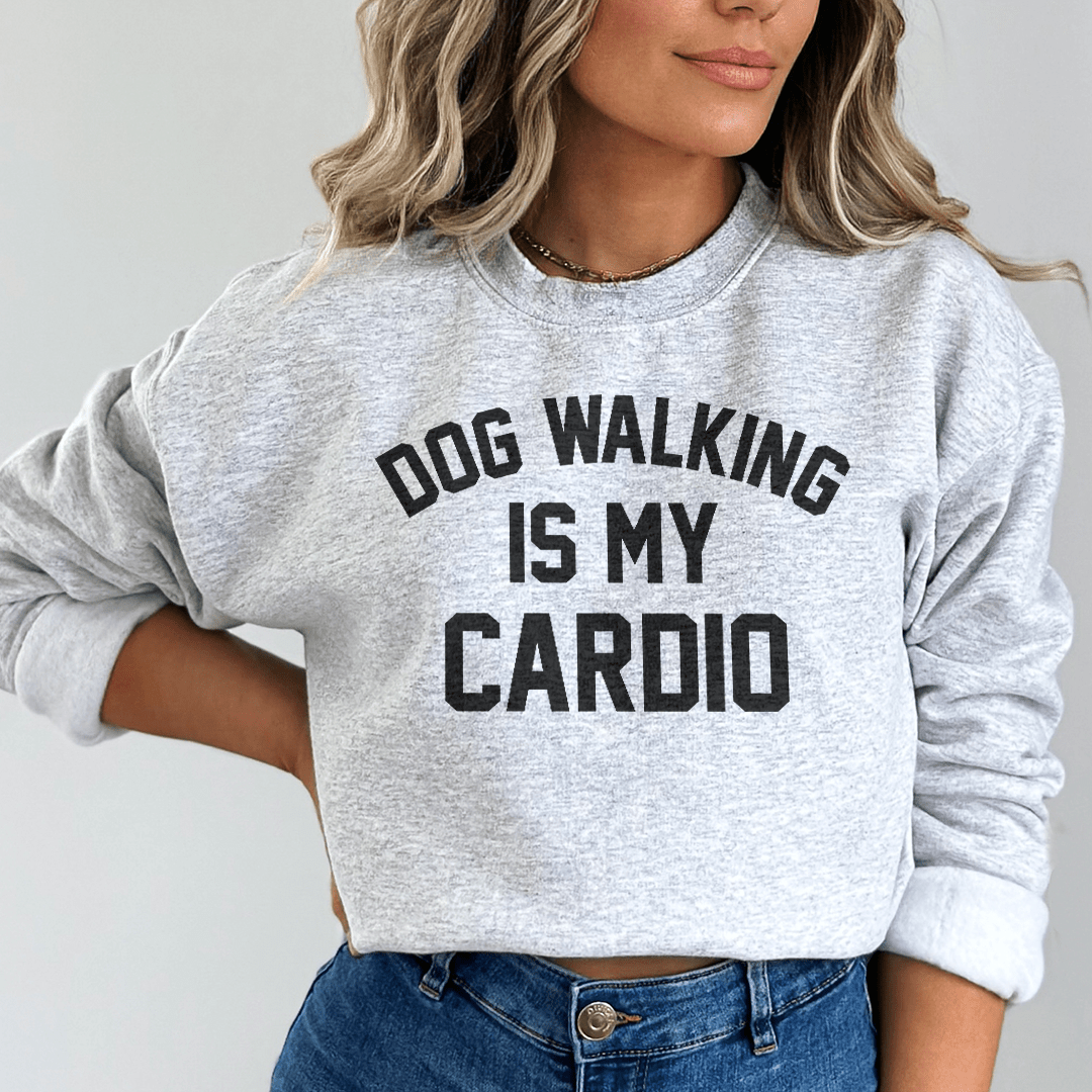 Merchmallow Pet Lover hoodie in sport grey featuring a dog-walking design, soft and warm everyday sweatshirt for pet enthusiasts.