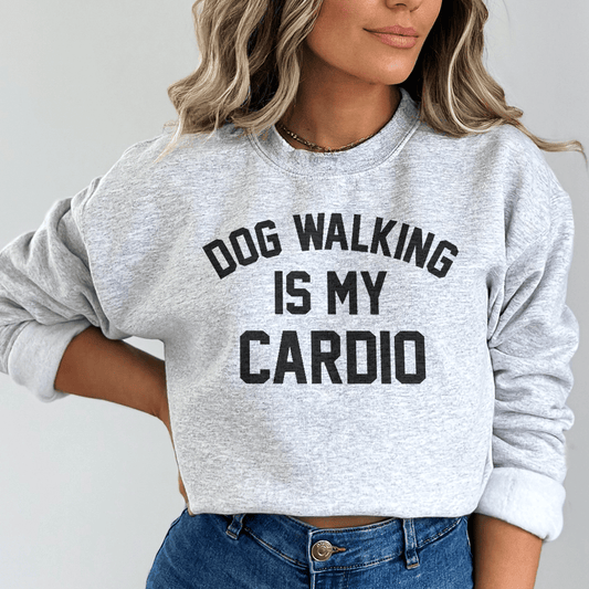 Merchmallow Pet Lover hoodie in sport grey featuring a dog-walking design, soft and warm everyday sweatshirt for pet enthusiasts.