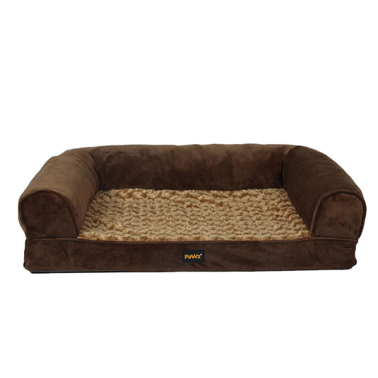 IDropship PaWz Orthopaedic Sofa Dog Bed with memory foam, calming plush pet bed for cats and dogs, shown in a cozy indoor setting.