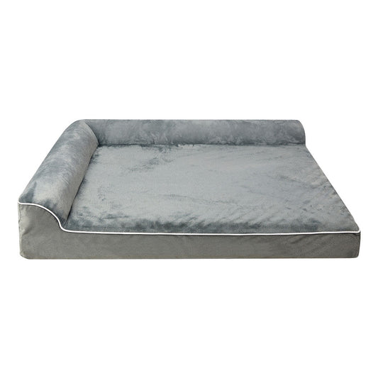 NNEIDS Pawz orthopedic dog bed in grey with plush cushioning and raised edges for comfort and support.