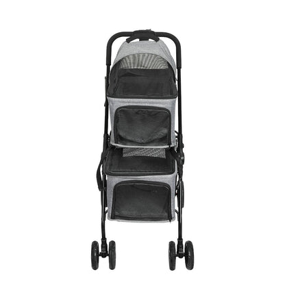 IDropship PaWz Two-tier Pet Stroller for cats and dogs with spacious compartments and sturdy frame, perfect for pet travel.
