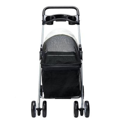Lightweight IDropship foldable pet stroller for small dogs and cats, with mesh sides and compact design for easy travel.
