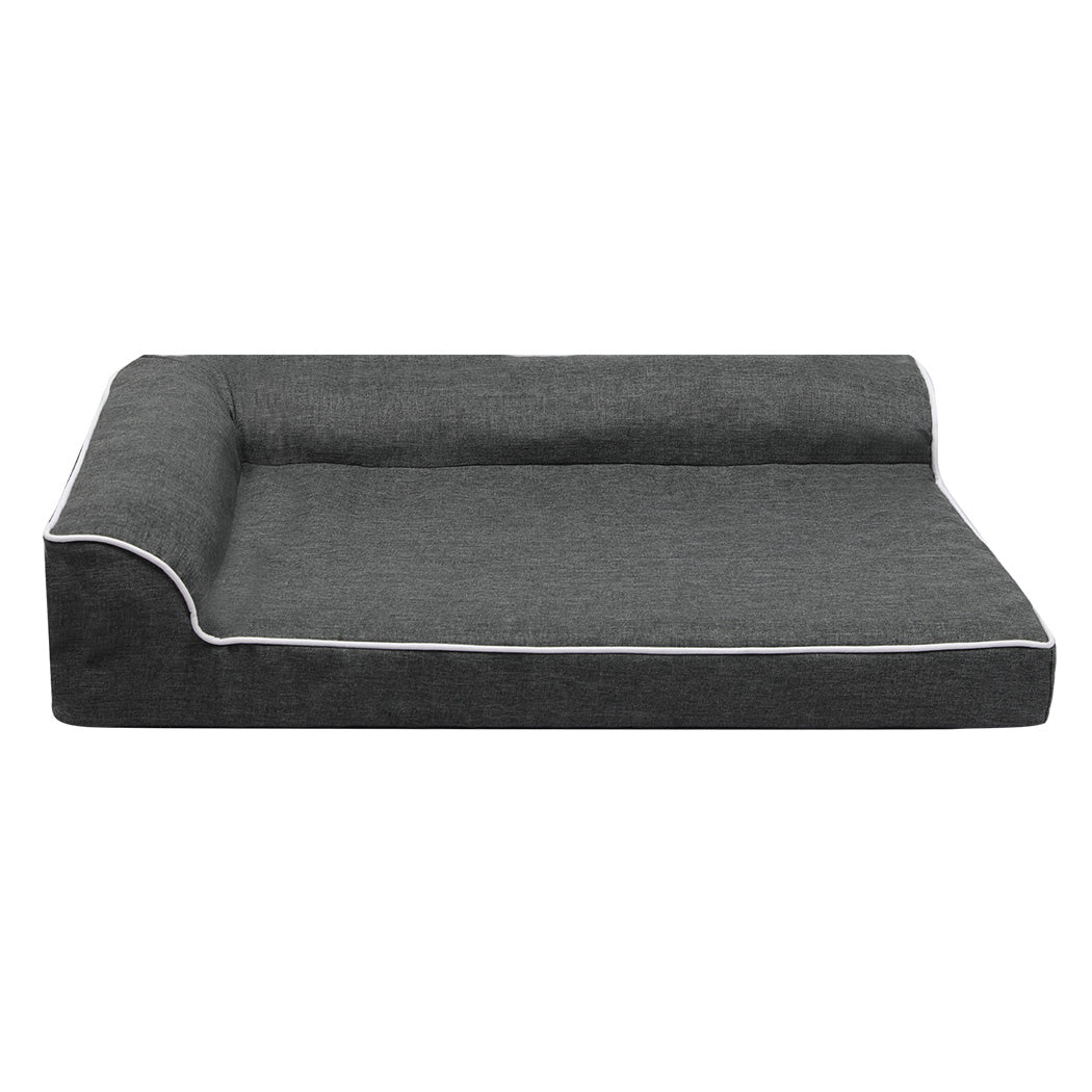 Large grey Pawz orthopedic dog bed by IDropship with plush fabric and cushioned sides for maximum comfort.