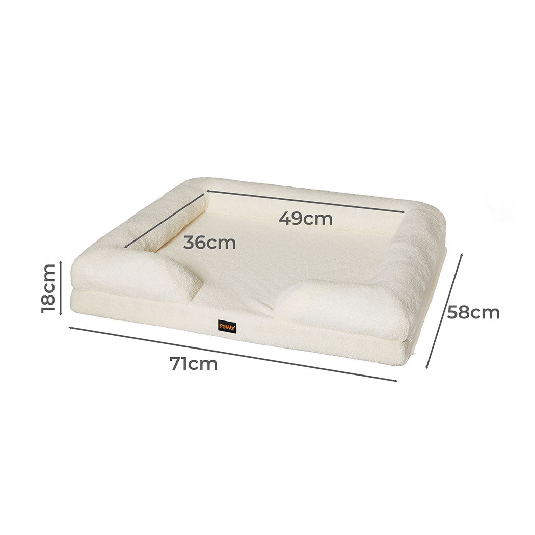 IDropship PaWz Memory Foam Pet Sofa Bed for cats and dogs, showing plush cushioned surface with supportive backrest.