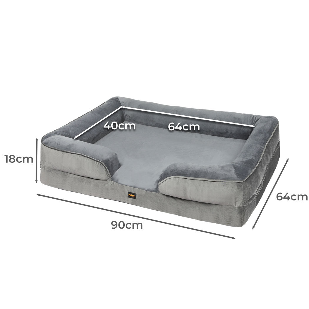 Large IDropship PaWz memory foam pet sofa bed cushion with soft fabric cover, ideal for cats and dogs to rest comfortably.